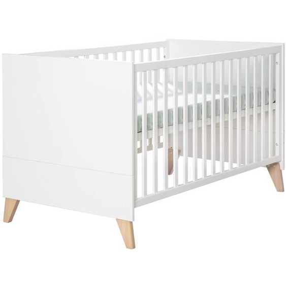 Lit Bébé Évolutif Leon Blanc - Chêne Othello