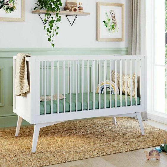 Lit Bébé Évolutif Montessori Bois Massif Marley Blanc