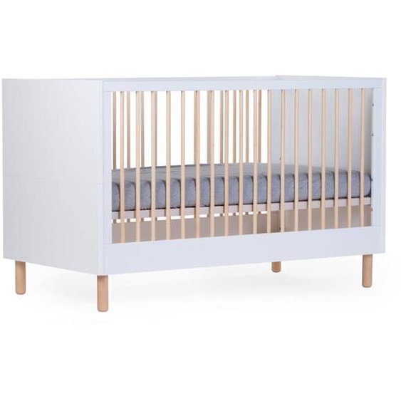 Lit Bébé Évolutif Sommier À Lattes À Hauteur Réglable 70x140cm Blanc