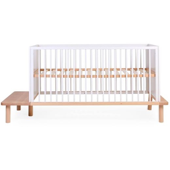 Lit Bébé Évolutif Sommier À Lattes À Hauteur Réglable 70x140cm Naturel