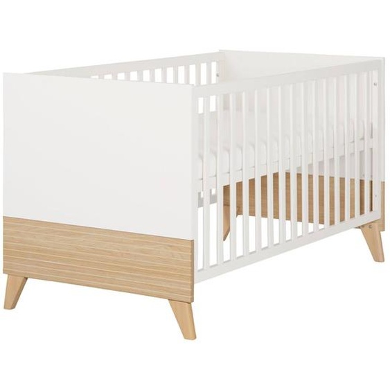 Lit Bébé Évolutif theo 70 X 140 Cm – Hauteur Réglable – Convertible – Blanc / Chêne Blanc - Chêne