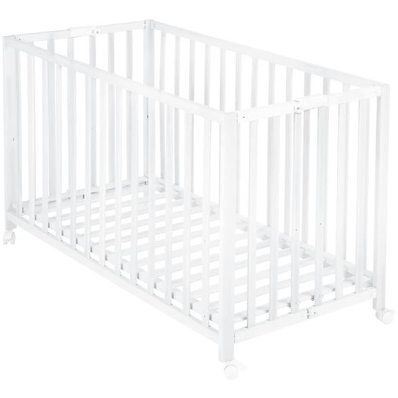 Lit Bébé Pliant Sur Roulettes À Frein Fold Up Blanc