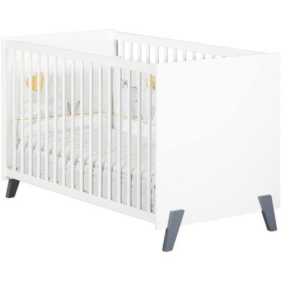 Lit Bébé Sur Pieds En Bois - Joy Blanc/gris