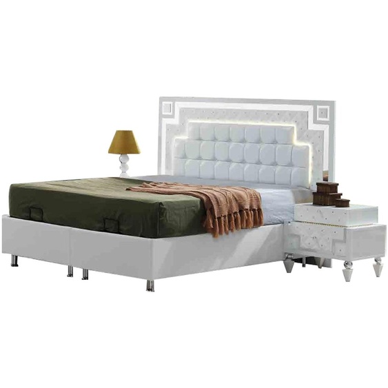 Lit blanc de luxe Cadre de lit moderne Meubles de chambre à coucher nobles