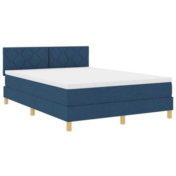 Lit boxspring avec matelas avec matelas Bleu 140 x 190 cm tissu