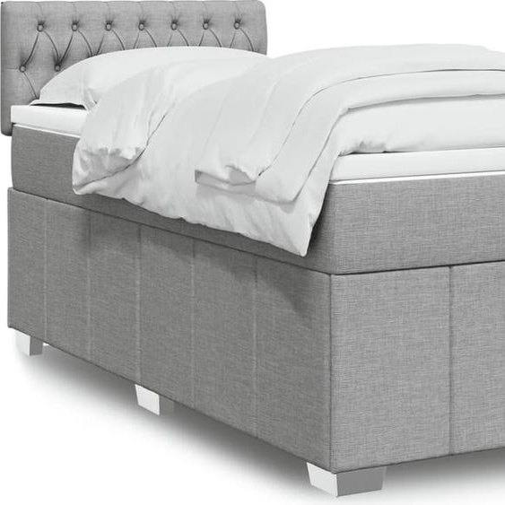 Lit Boxspring avec matelas gris clair 90x190 cm Tissu, Lits Classiques 2024 Nouveau