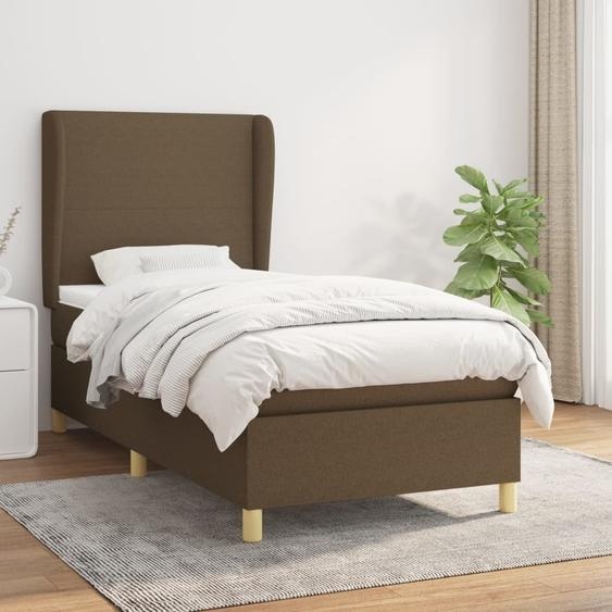 Lit Boxspring avec matelas Marron foncé 80x200 cm Tissu 3128320