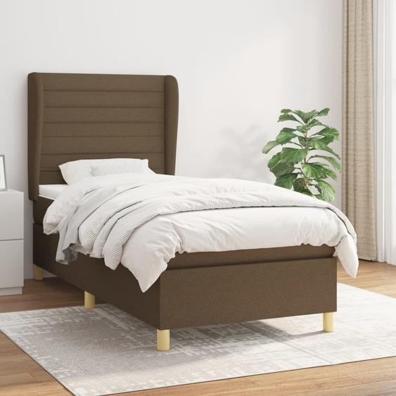 Lit Boxspring avec matelas Marron foncé 80x200 cm Tissu 3128560