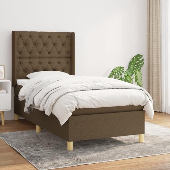 Lit Boxspring avec matelas Marron foncé 80x200 cm Tissu 3132188