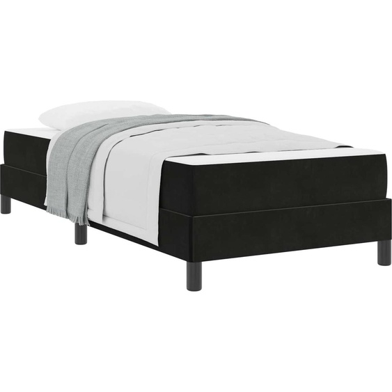 Lit à ressorts avec matelas Noir 80 x 220 cm tissu