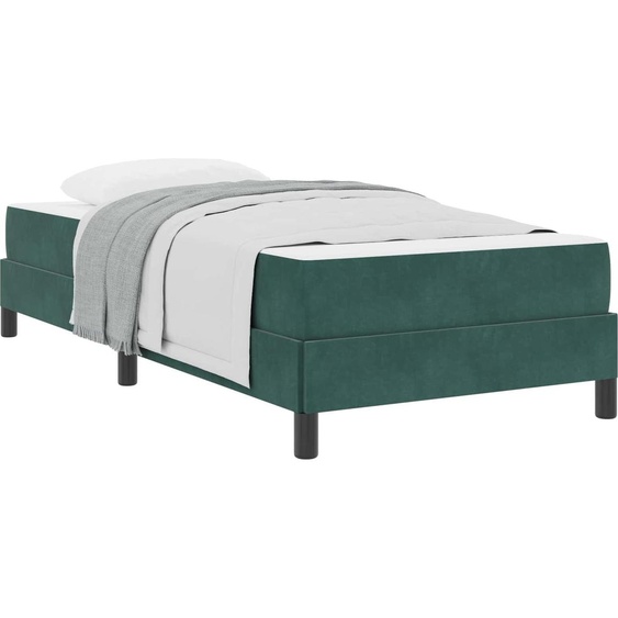Lit à ressorts avec matelas Vert foncé 90 x 200 cm tissu