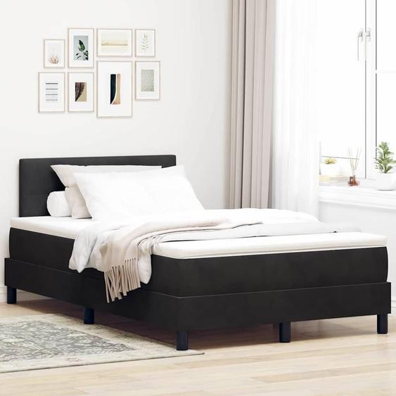 Lit boxspring exclusif avec tête de lit noire, dimensions 120 x 190 cm, revêtement en velours