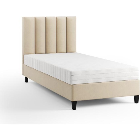 Lit boxspring Lit rembourré Lit simple KONGO sans matelas 90 x 200 cm Lit Chambre à coucher Lit pour adolescents Lit pour enfants Chambre dhôtel (Paris 121 - beige)