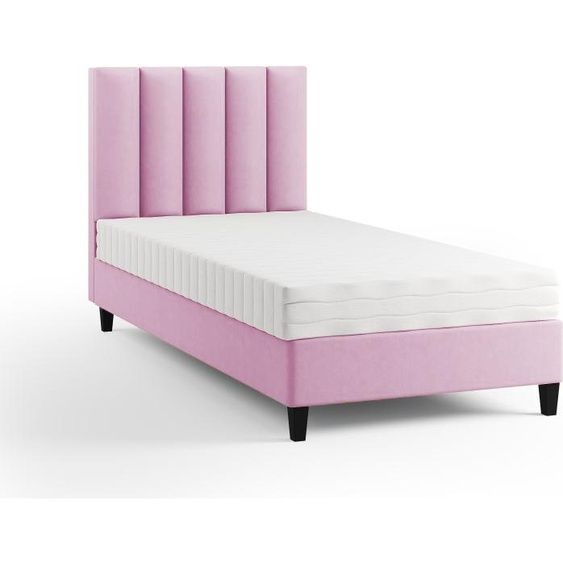 Lit boxspring Lit rembourré Lit simple KONGO sans matelas 90 x 200 cm Lit Chambre à coucher Lit pour adolescents Lit pour enfants Chambre dhôtel (Paris 148 - rose)