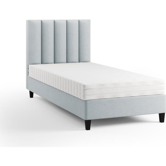 Lit boxspring Lit rembourré Lit simple KONGO sans matelas 90 x 200 cm Lit Chambre à coucher Lit pour adolescents Lit pour enfants Chambre dhôtel (Paris 161 - gris clair)