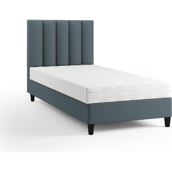 Lit boxspring Lit rembourré Lit simple KONGO sans matelas 90 x 200 cm Lit Chambre à coucher Lit pour adolescents Lit pour enfants Chambre dhôtel (Paris 165 - gris foncé)