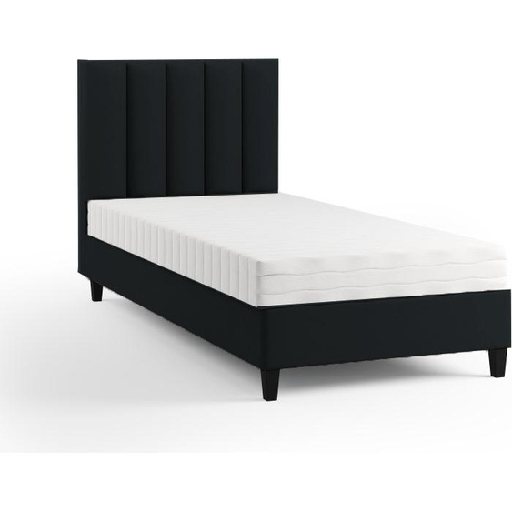Lit boxspring Lit rembourré Lit simple KONGO sans matelas 90 x 200 cm Lit Chambre à coucher Lit pour adolescents Lit pour enfants Chambre dhôtel (Paris 167 - noir)