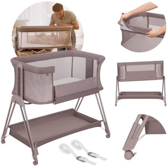 Lit Cododo Berceau 3en1 Luna Réglable En Hauteur Et Inclinaison Avec Matelas Beige Taupe