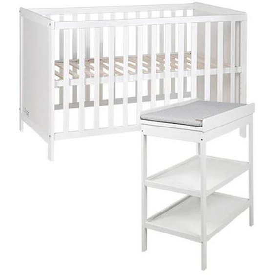 Lit Cododo + Table À Langer + Matelas À Langer Déperlant Roba Style Blanc