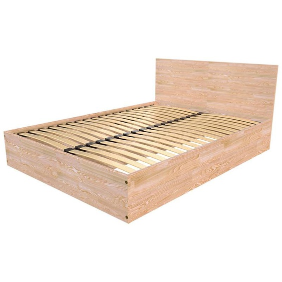 Lit coffre 2 places en bois avec tête de lit - 140x200