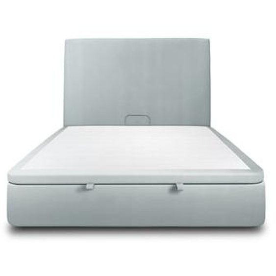 Lit coffre avec tête de lit tapissier Velours Taupe - Hauteur totale : 39cm