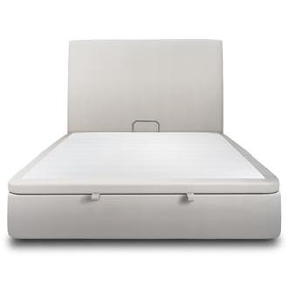 Lit coffre avec tête de lit tapissier Velours Taupe - Hauteur totale : 39cm