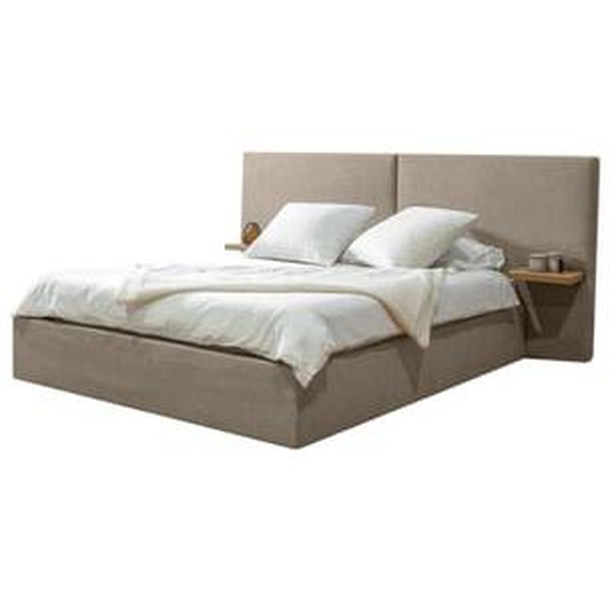 Lit coffre BLANDINE tissu texturé avec tablettes chevets
