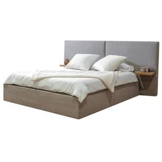 Lit coffre BLANDINE tissu texturé avec tablettes chevets