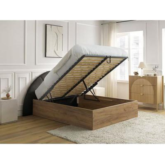 Lit coffre DORIAN tissu bouclette