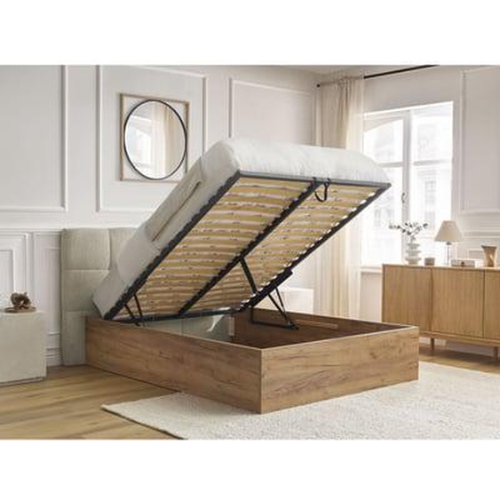 Lit coffre KUMO tissu bouclette