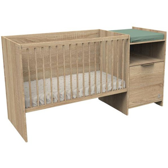 Lit Combiné Évolutif Avec Porte Décor Chêne Doré Marron