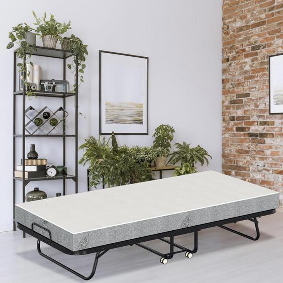Lit dappoint pliable Eikuavons, dimensions 90x200 cm, avec matelas en mousse de 13 cm dépaisseur, structure en métal, roulettes, capacité de charge jusquà 200 kg