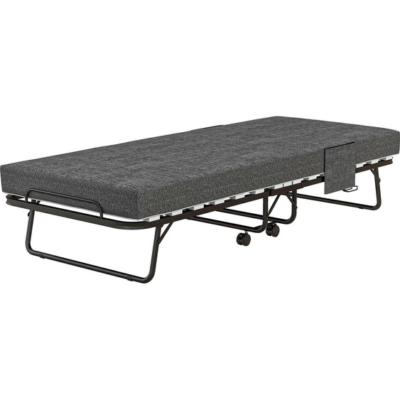 Lit dappoint pliable, lit pliant avec matelas, lit de camp en métal, couleur gris foncé | 4 roulettes verrouillables | Capacité jusquà 150 kg | 190 x 80 cm