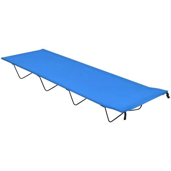 Lit de camping 180x60x19 cm Tissu Oxford et acier Bleu