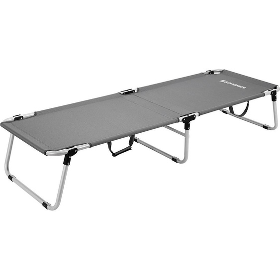 Lit de camping 190 x 63 x 36 cm gris