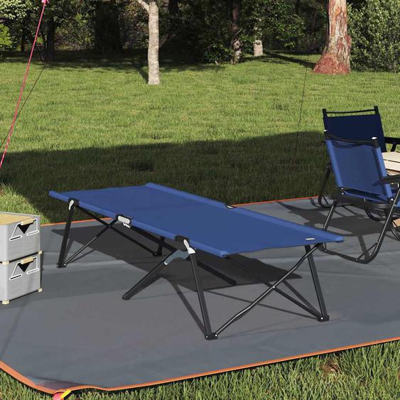 Lit de camping pliant 2 pcs Bleu 206 x 76 x 74 cm Tissu Oxford