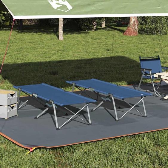 Lit de camping pliant 2 pcs Bleu 62 x 194 x 42 cm Tissu Oxford