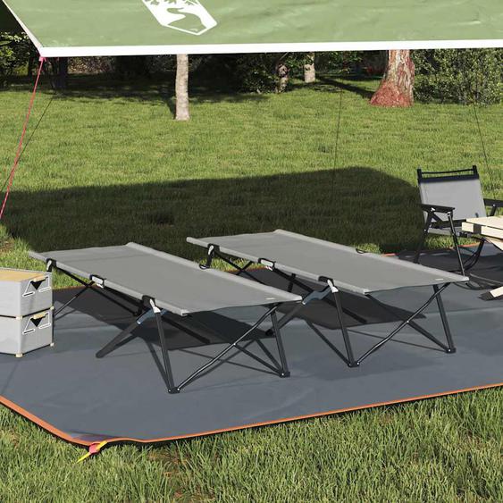 Lit de camping pliant 2 pcs Gris 206 x 76 x 74 cm Tissu Oxford