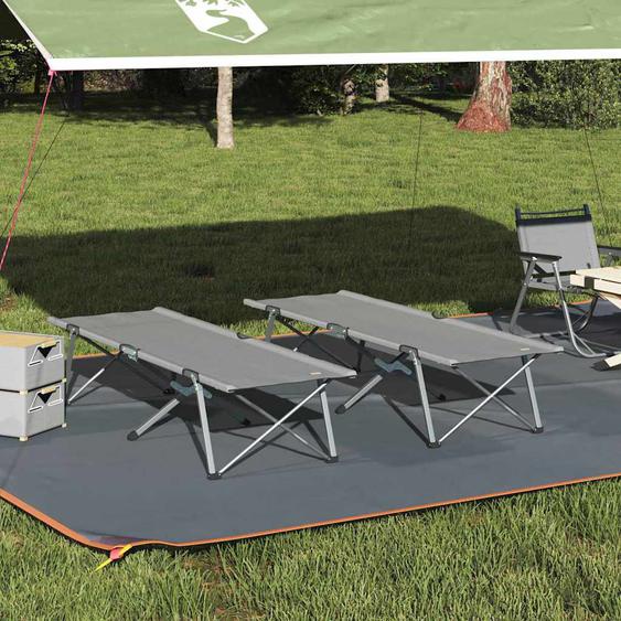 Lit de camping pliant 2 pcs Gris 62 x 194 x 42 cm Tissu Oxford