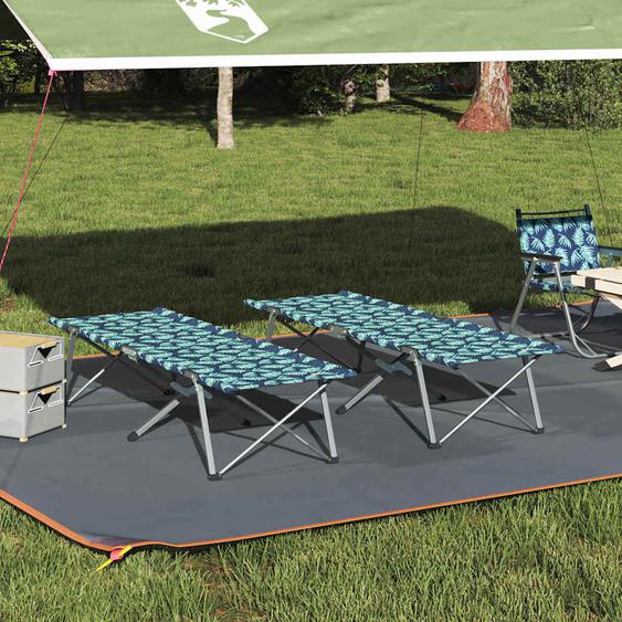 Lit de camping pliant 2 pcs Motif de feuille 62 x 194 x 42 cm