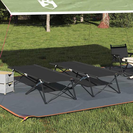 Lit de camping pliant 2 pcs Noir 206 x 76 x 74 cm Tissu Oxford