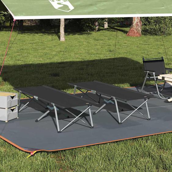 Lit de camping pliant 2 pcs Noir 62 x 194 x 42 cm Tissu Oxford