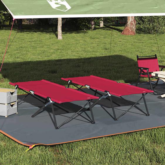 Lit de camping pliant 2 pcs Rouge 206 x 76 x 74 cm Tissu Oxford