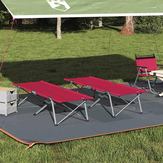 Lit de camping pliant 2 pcs Rouge 62 x 194 x 42 cm Tissu Oxford