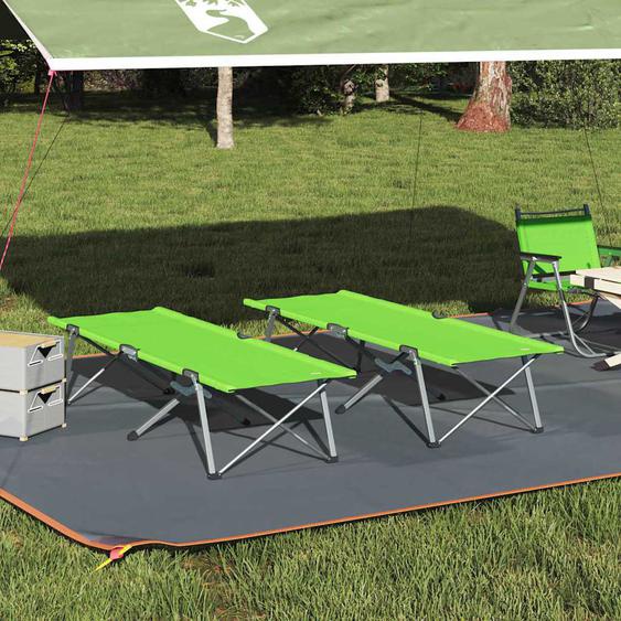 Lit de camping pliant 2 pcs Vert foncé 62 x 194 x 42 cm