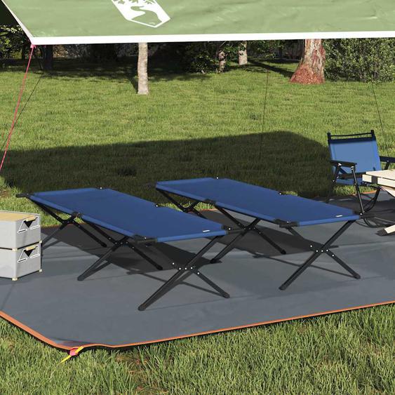 Lit de camping pliant Bleu Tissu Oxford