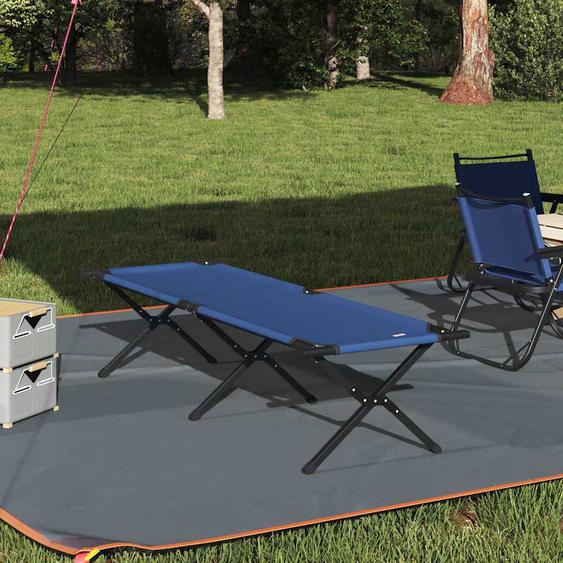 Lit de camping pliant Bleu Tissu Oxford