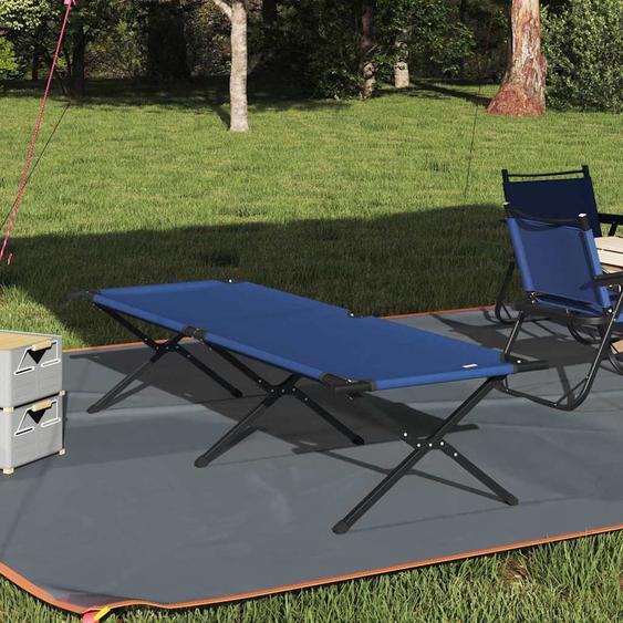 Lit de camping pliant Bleu Tissu Oxford