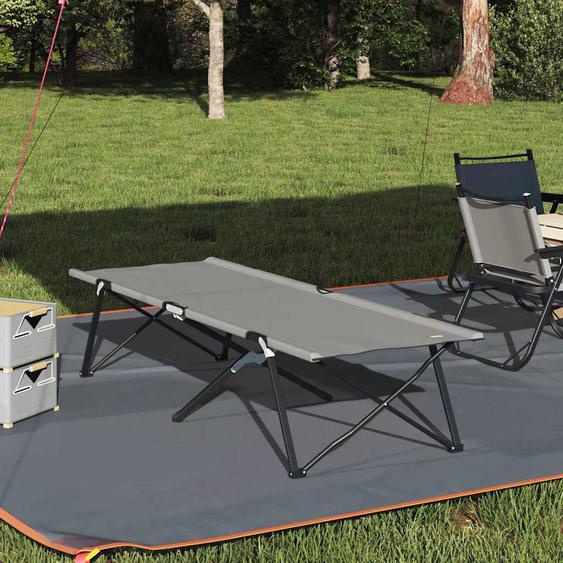 Lit de camping pliant Gris 206 x 76 x 74 cm Tissu Oxford