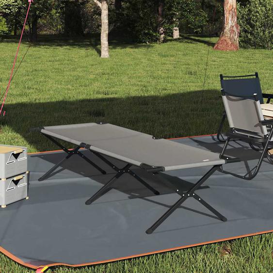 Lit de camping pliant Gris Tissu Oxford